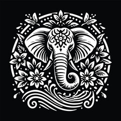 Powerful Elephant Head Silhouette Design