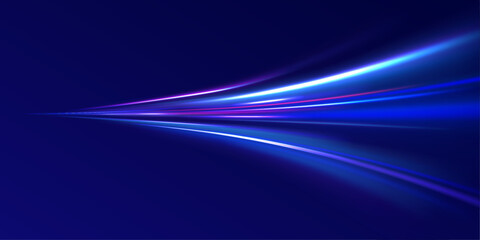 Colorful Light Trails, Long Time Exposure Motion Blur Effect. Abstract fire flare trace lens flares acceleration speed motion on night road. Acceleration speed motion on night road.