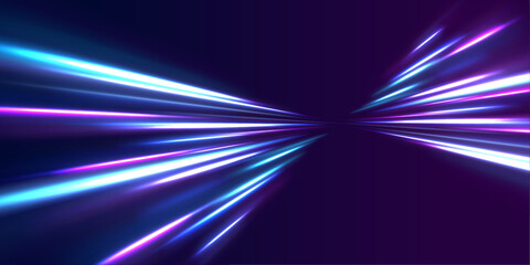 Colorful Light Trails, Long Time Exposure Motion Blur Effect. Abstract fire flare trace lens flares acceleration speed motion on night road. Acceleration speed motion on night road.