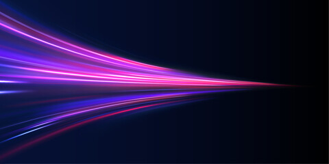 City road car light trails motion background. Electric car and city concept Hitech communication concept innovation background. Expressway, car headlight effect. Speed connection vector background.