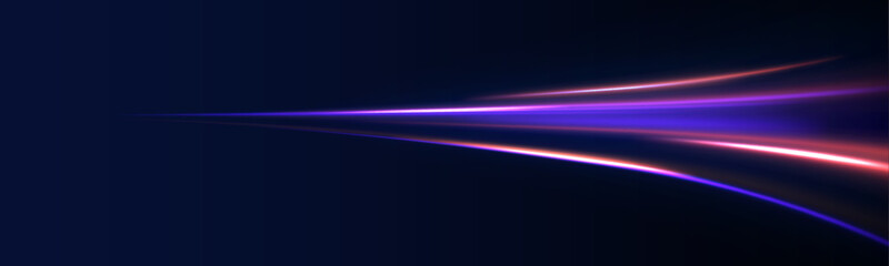 City road car light trails motion background. Electric car and city concept Hitech communication concept innovation background. Expressway, car headlight effect. Speed connection vector background.