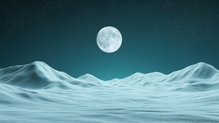 Obraz premium Full moon over snowy landscape at night, serene winter scene, perfect for winter backgrounds