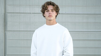 Obraz premium Portrait of a young man urban setting photography casual environment direct view youthful expression