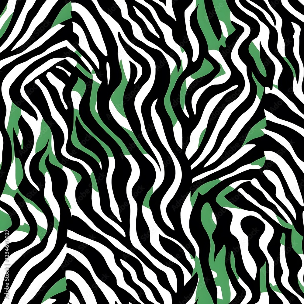 Poster abstract zebra print pattern with green overlays
