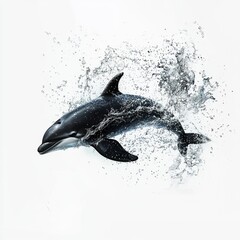 Obraz premium Playful Dolphin Splashing Through Water with Dynamic Movement and Enthusiastic Energy Captured in a Stunning Photograph