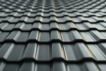 Modern metal roof tiles create sleek appearance on residential building close-up
