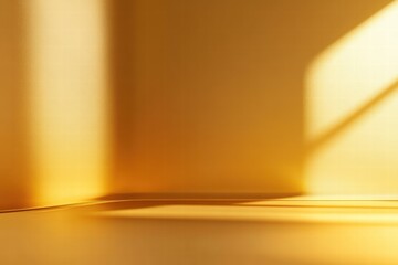 Solid gold background with light shadows creating an elegant atmosphere in a modern space
