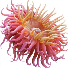 Vibrant and Colorful Sea Anemone with Delicate Tentacles and Flowing Texture Under Ocean Light