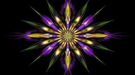 Vibrant Starburst Pattern with Colorful Floral Elements