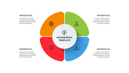 Business data visualization. Process chart. Elements of graph, diagram with 4 steps, options, parts or processes