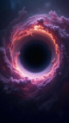 a stunning and overwhelming phone wallpaper featuring a majestic black hole at the center, surrounded by a colorful and vibrant nebula 