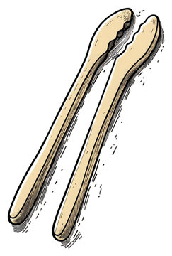 wooden tongs kitchen utensil clip art preview