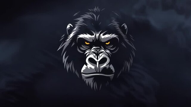 Powerful Gorilla Portrait:  A Striking Vector Illustration of a Gorilla's Intense Gaze
