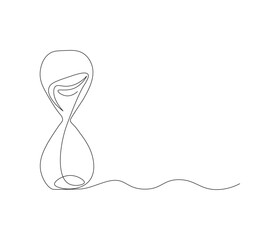 Hourglass in one continuous line drawing. Hourglass in simple linear style. Editable outline illustration