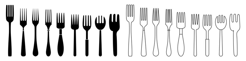 Fork icon vector set. Cutlery illustration sign collection. Restaurant symbol. Food logo.