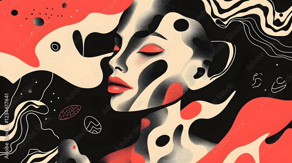 Aufkleber captivating abstract digital art with vibrant fluid shapes and ethereal composition