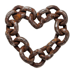 Fototapeta premium A heart-shaped arrangement of rusted metal chains, symbolizing strength and resilience.