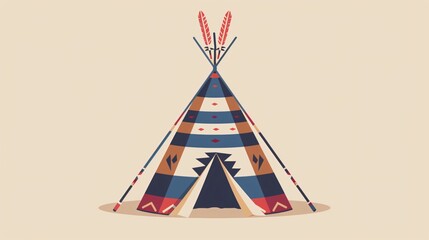 Authentic Native American Teepee in a Flat Vector Illustration for Your Historical or Cultural Projects