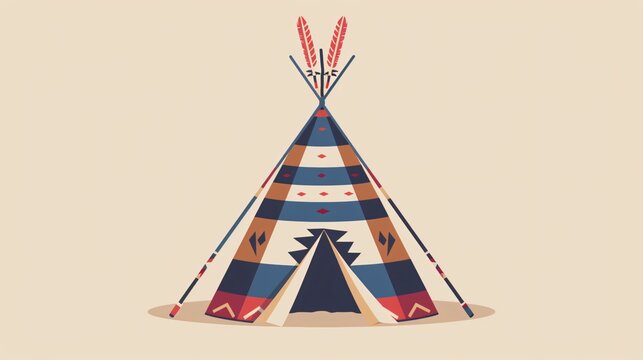 Authentic Native American Teepee in a Flat Vector Illustration for Your Historical or Cultural Projects