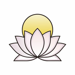 Minimalist Lotus Flower with Rising Sun Logo.