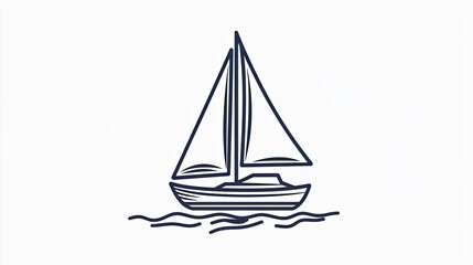 Simple line drawing of a sailboat on the water.