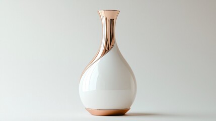 Elegant Modern Vase with Glossy White and Copper Accents for Home Decor