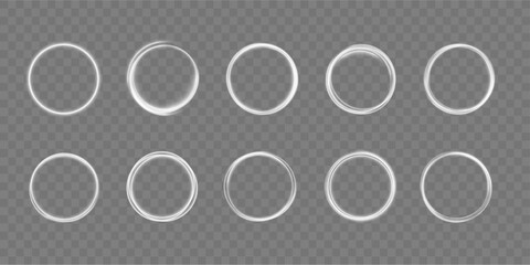 Abstract circle, white color glowing lines background. Curve white line light effect. Light cool whirlwind. Vector sparkle, png, effect, wave,neon,line.