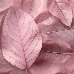 Pink Leaf Texture: Overlapping Leaves with Visible Veins