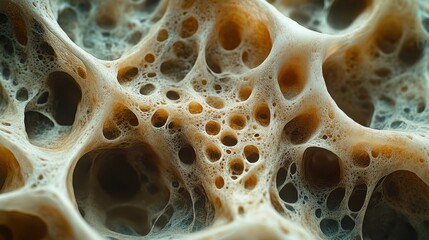 An intricate close-up of human brain tissue reveals a complex network of textures and structures, evoking curiosity and wonder.