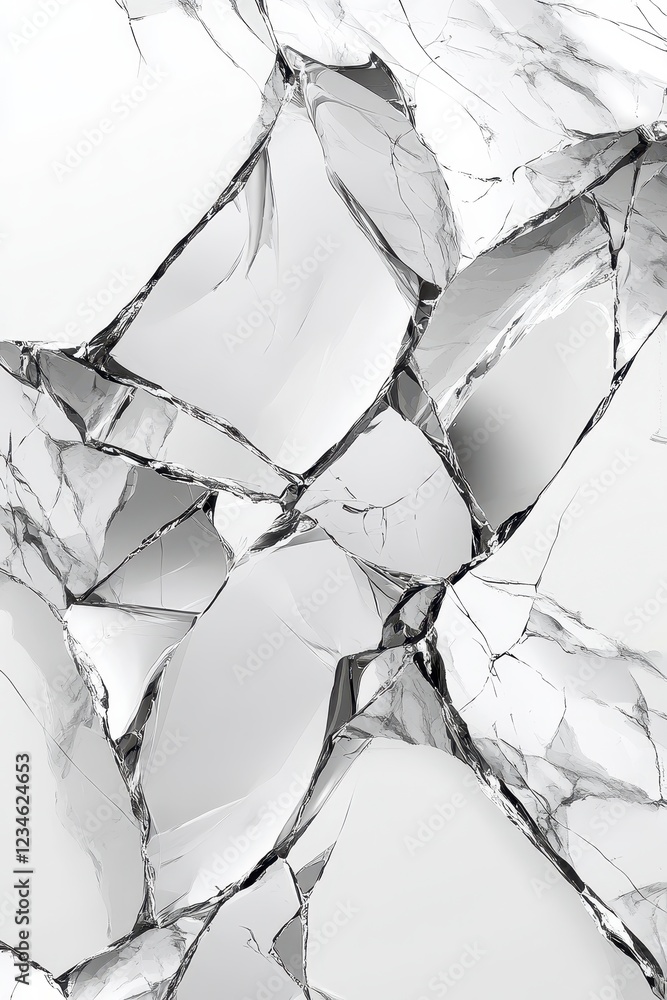 Poster abstract grayscale image with fractured, shard like shapes. the monochrome palette creates a dramati