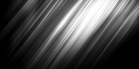 Fototapeta premium Abstract grayscale image featuring diagonal streaks of light and dark, creating a dynamic, textured effect. Small dots are interspersed throughout