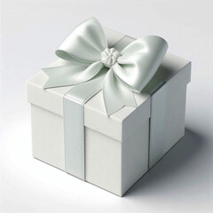 Fototapeta premium white gift box with ribbon on white background