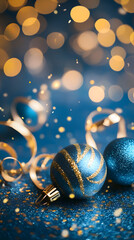 Naklejka premium Blue and gold Abstract blurred background on New Year's Eve