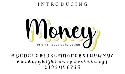 Money Font Stylish brush painted an uppercase vector letters, alphabet, typeface