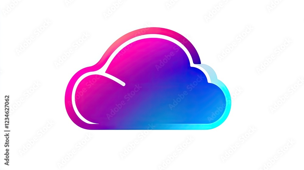 Poster colorful cloud icon digital design element on white background for website or app interface