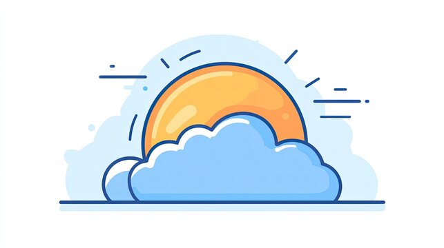 recommend clip art: Sun peeking through clouds, sunrise illustration, minimalist design, website graphic