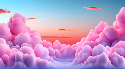 Pink cloudscape sunset; dreamy, pastel background for design