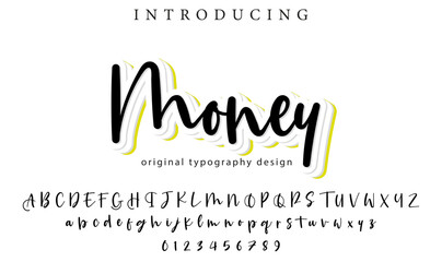 Money Font Stylish brush painted an uppercase vector letters, alphabet, typeface