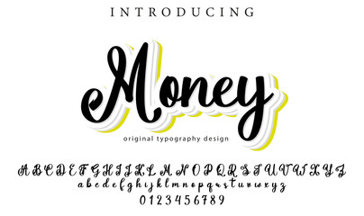 Money Font Stylish brush painted an uppercase vector letters, alphabet, typeface