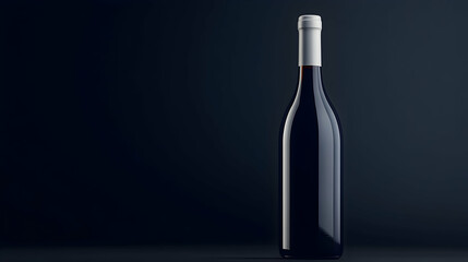 Red wine bottle on dark background, product photography for website or label