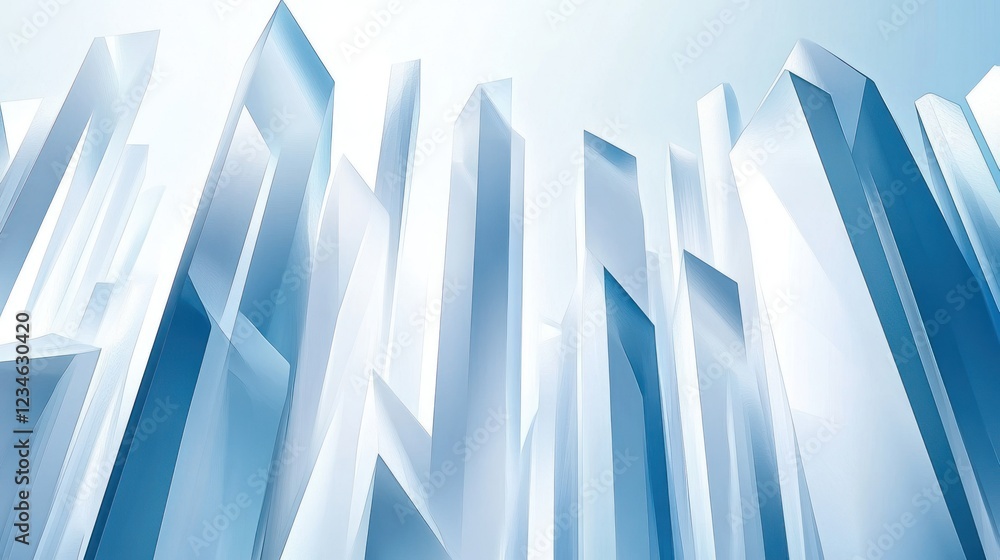 Poster abstract ice-like crystal structures with a bright background