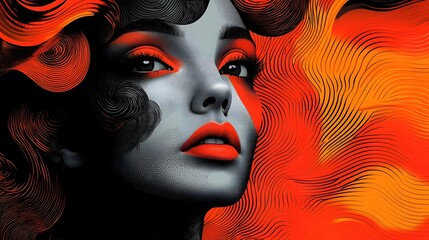 Striking Surreal Digital Art Portrait with Mesmerizing Patterns and Vibrant Colors