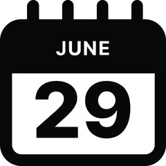 Fototapeta premium June 29 calendar icon design vector illustration