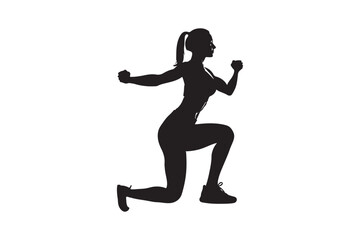 Fitness Woman Performing Lunge Exercise Silhouette