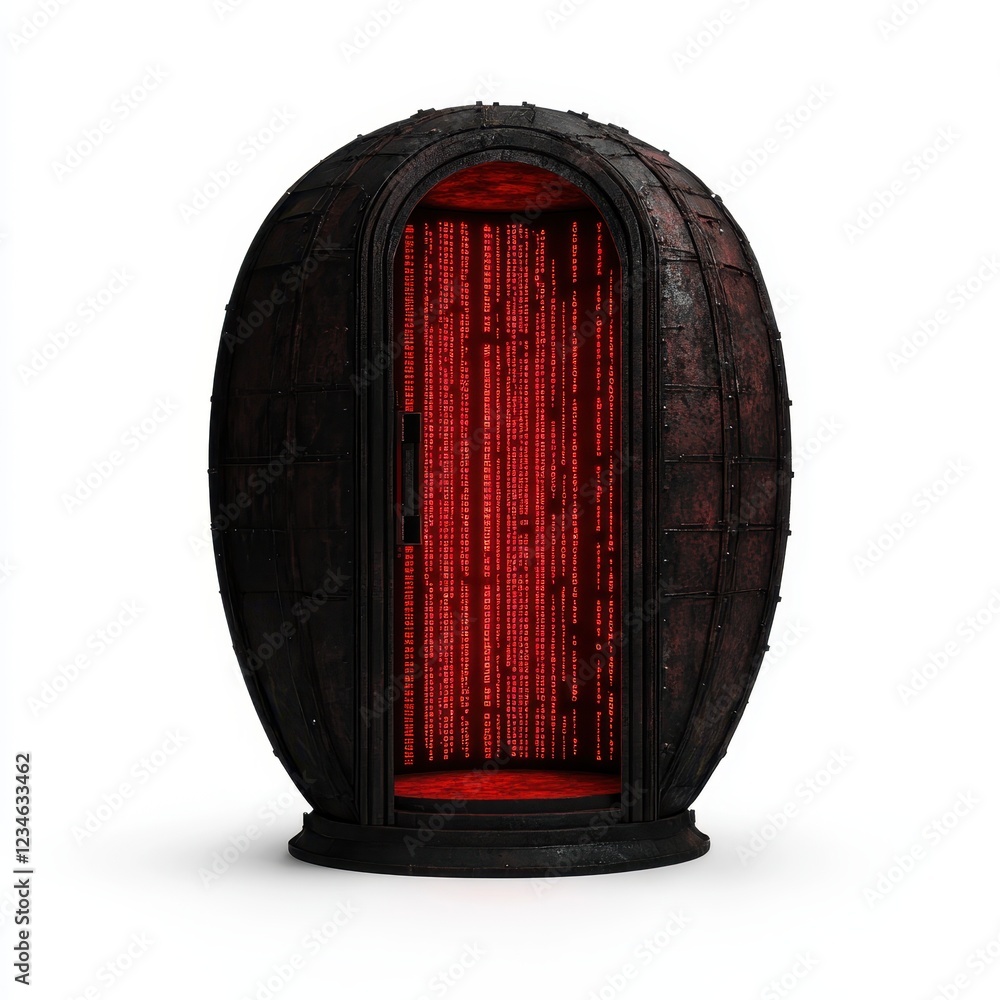 Poster futuristic portal with glowing red data display