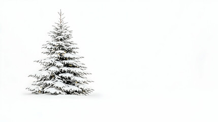 Snowy Christmas tree lights winter landscape, holiday card background