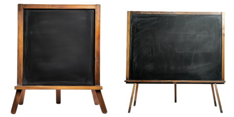 Two Vintage Blackboard Frames on a Transparent Background for Education Use