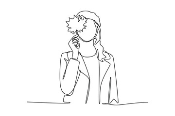 Continuous one line drawing autumnal lifestyle concept. Doodle vector illustration.