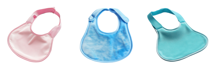 Set of Colorful Baby Bibs on a Transparent Background