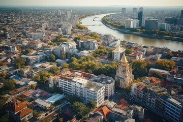 Naklejka premium Thai urban zone architecture cityscape outdoors.